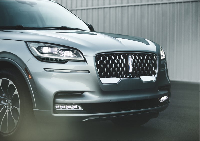 The available adaptive pixel LED headlamps of the 2023 Lincoln Aviator® SUV activated | McKie Lincoln, Inc. in Rapid City SD