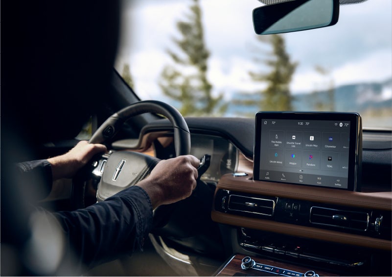 The Lincoln+Alexa app screen is displayed in the center screen of a 2023 Lincoln Aviator® Grand Touring SUV | McKie Lincoln, Inc. in Rapid City SD